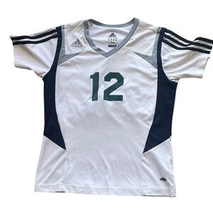 Adidas Kids White and Dark Blue Sports Jersey